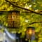 Glitzhome® 11" LED Black Metal Cutout Pattern Solar Powered Hanging Lantern